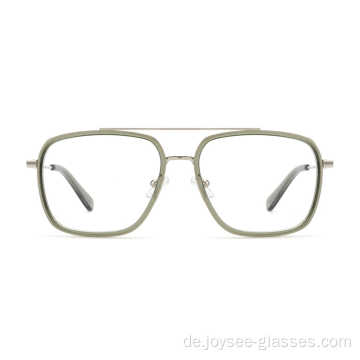 Best individuelles Logo Doppelbrücke transparentes grünes Acetat Augenbrillen Rahmen Optik Brille